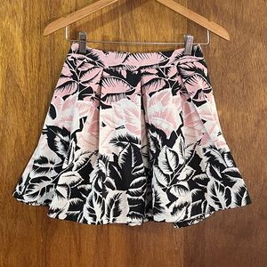 EXPRESS Pink Black & Cream Floral Miniskirt Sz 0